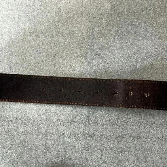 [36-42”]Custom Leather Brown  Leather Silver Tone Buckle Men - Picture 4 of 6